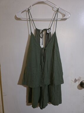 Olive Green Spaghetti Strap Romper